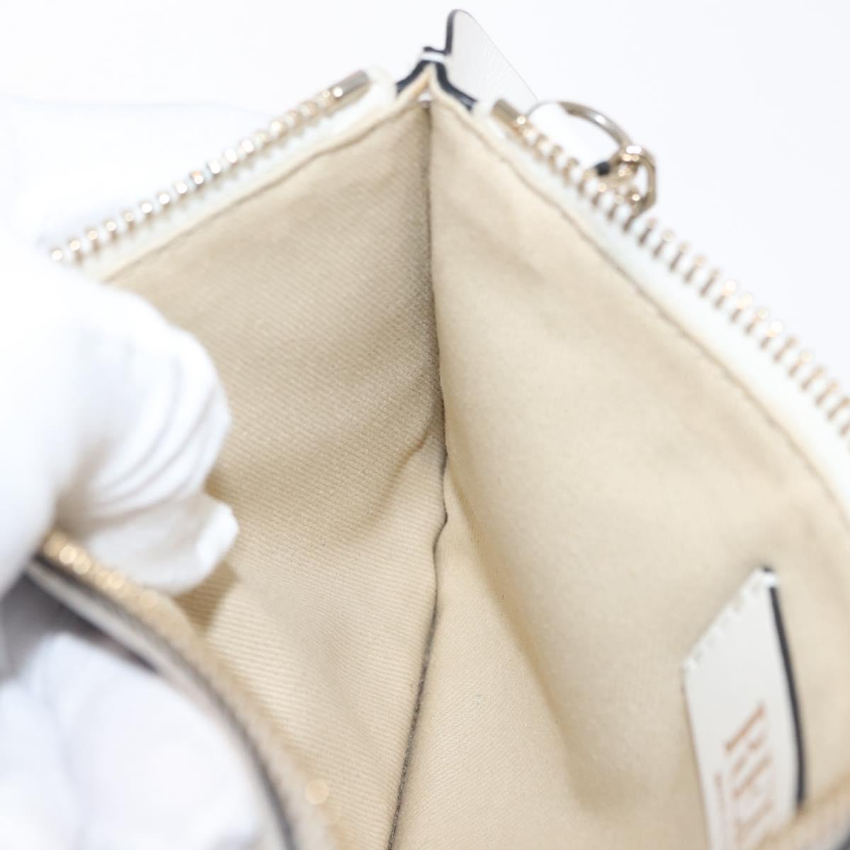 VALENTINO RED VALENTINO Frill Chain Shoulder Bag Leather White Gold Auth bs30020