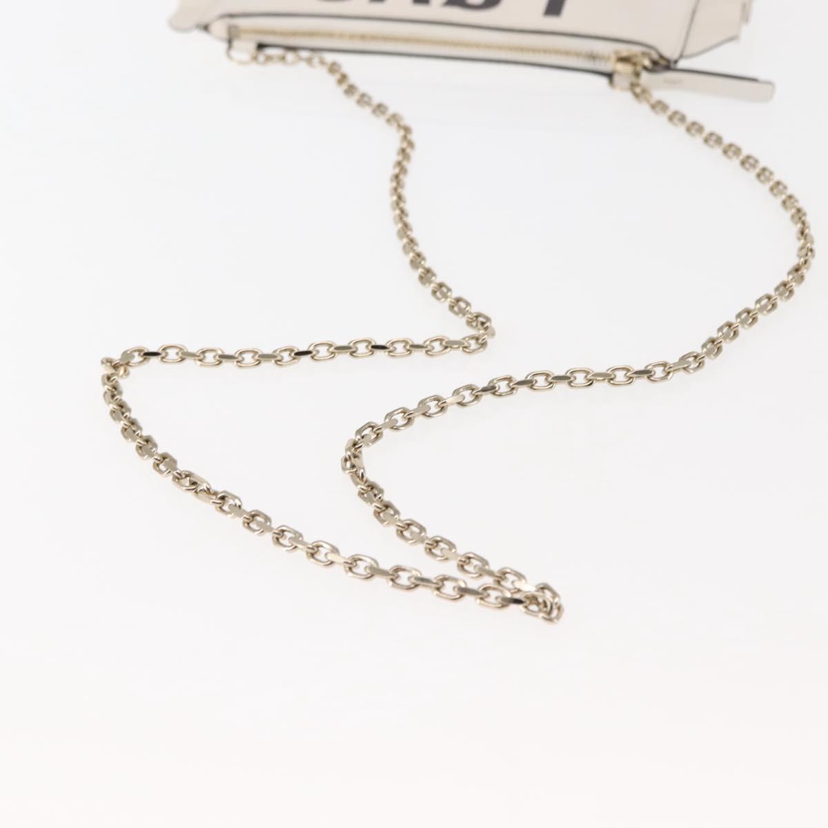 VALENTINO RED VALENTINO Frill Chain Shoulder Bag Leather White Gold Auth bs30020