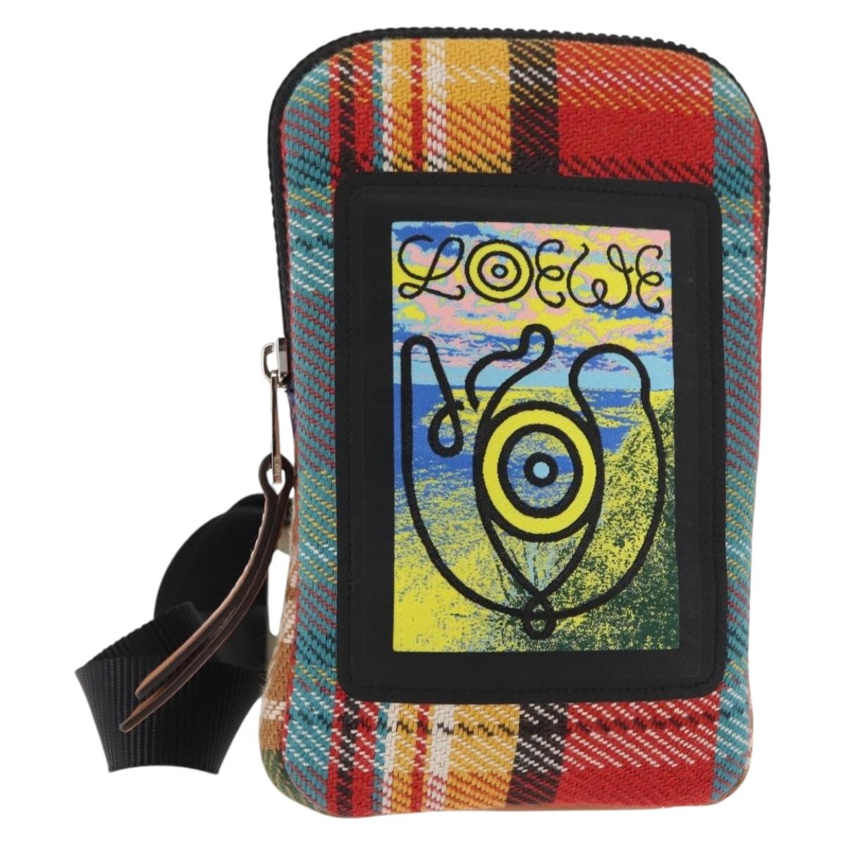 LOEWE Nature Shoulder Bag Canvas Multicolor Silver Auth bs30021