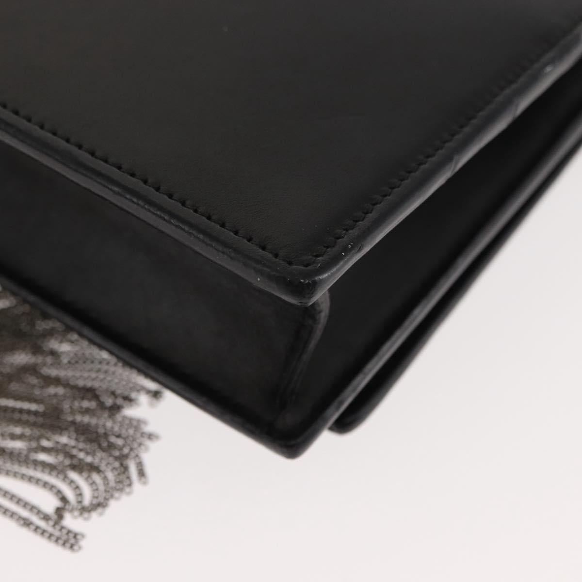 SAINT LAURENT Kate Tassel Chain Shoulder Bag Leather Black Silver Auth bs30026