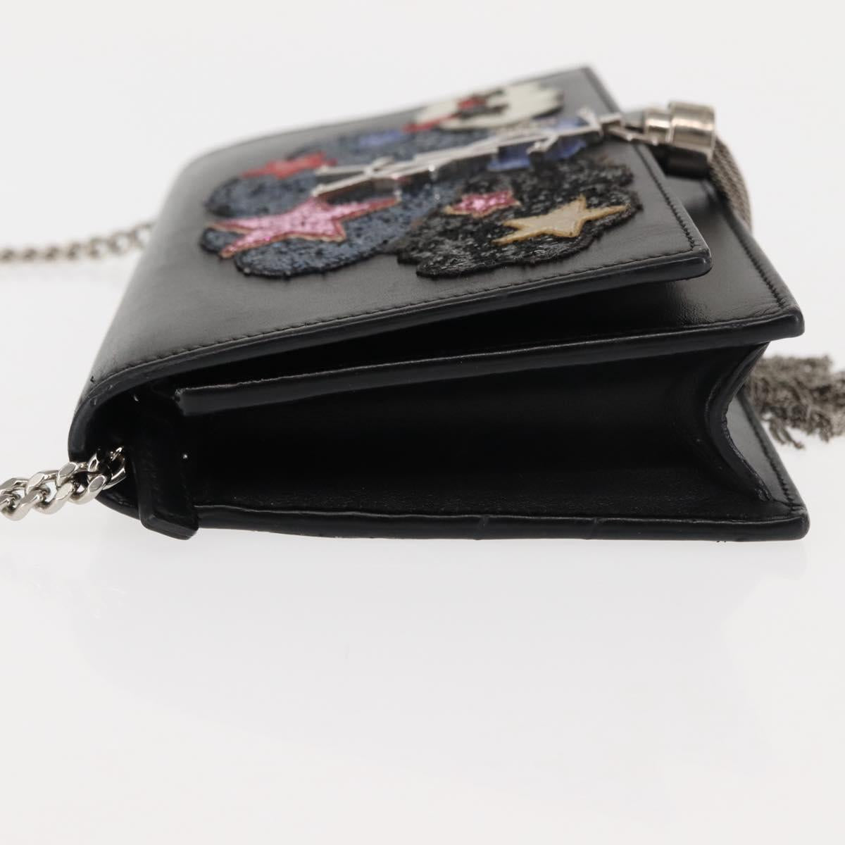 SAINT LAURENT Kate Tassel Chain Shoulder Bag Leather Black Silver Auth bs30026