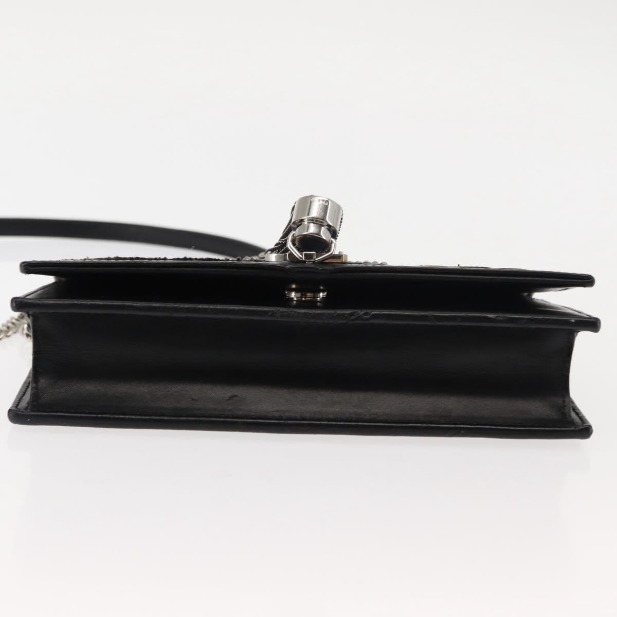 SAINT LAURENT Kate Tassel Chain Shoulder Bag Leather Black Silver Auth bs30026
