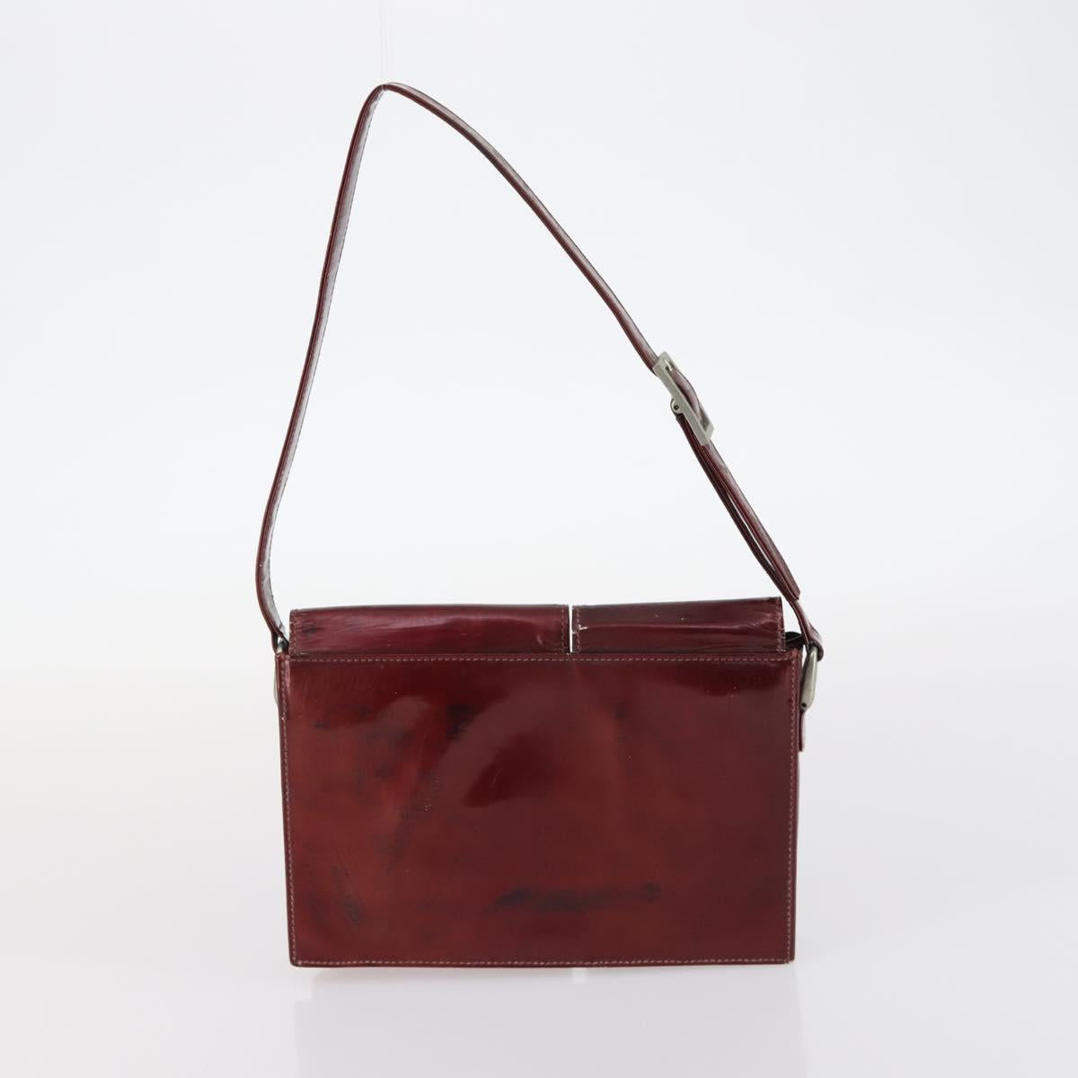 GUCCI Shoulder Bag Leather Enamel 5Set Brown Black Auth bs30027