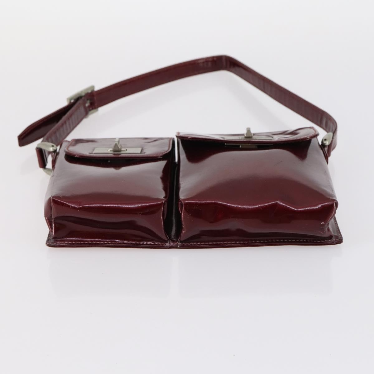 GUCCI Shoulder Bag Leather Enamel 5Set Brown Black Auth bs30027