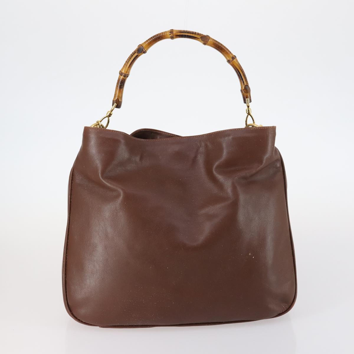 GUCCI Shoulder Bag Leather Enamel 5Set Brown Black Auth bs30027