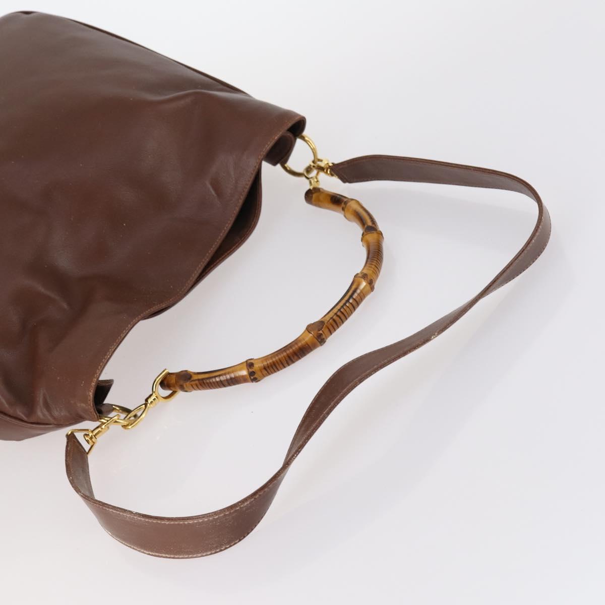 GUCCI Shoulder Bag Leather Enamel 5Set Brown Black Auth bs30027