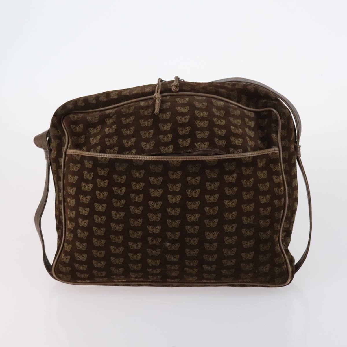 BOTTEGA VENETA Shoulder Bag Nylon 6Set Brown Black beige Auth bs30029