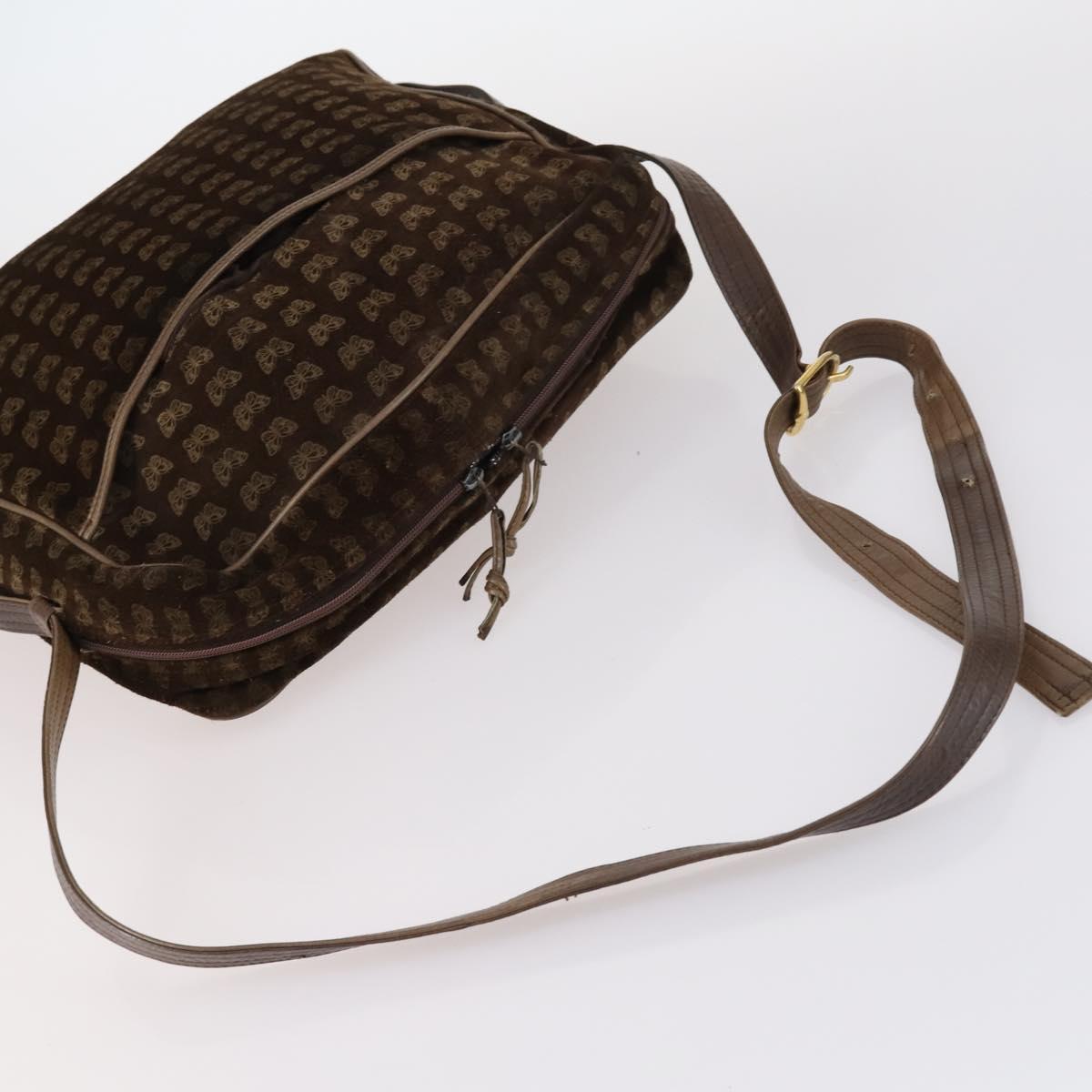 BOTTEGA VENETA Shoulder Bag Nylon 6Set Brown Black beige Auth bs30029