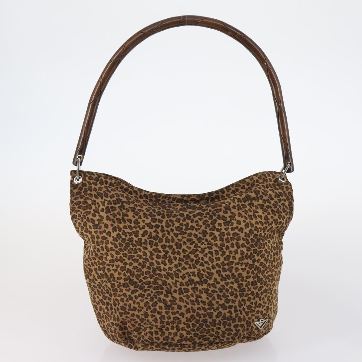 BOTTEGA VENETA Shoulder Bag Nylon 6Set Brown Black beige Auth bs30029