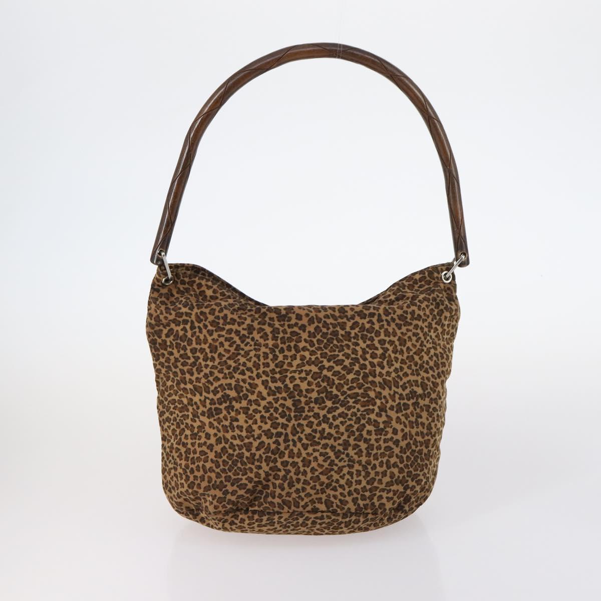 BOTTEGA VENETA Shoulder Bag Nylon 6Set Brown Black beige Auth bs30029