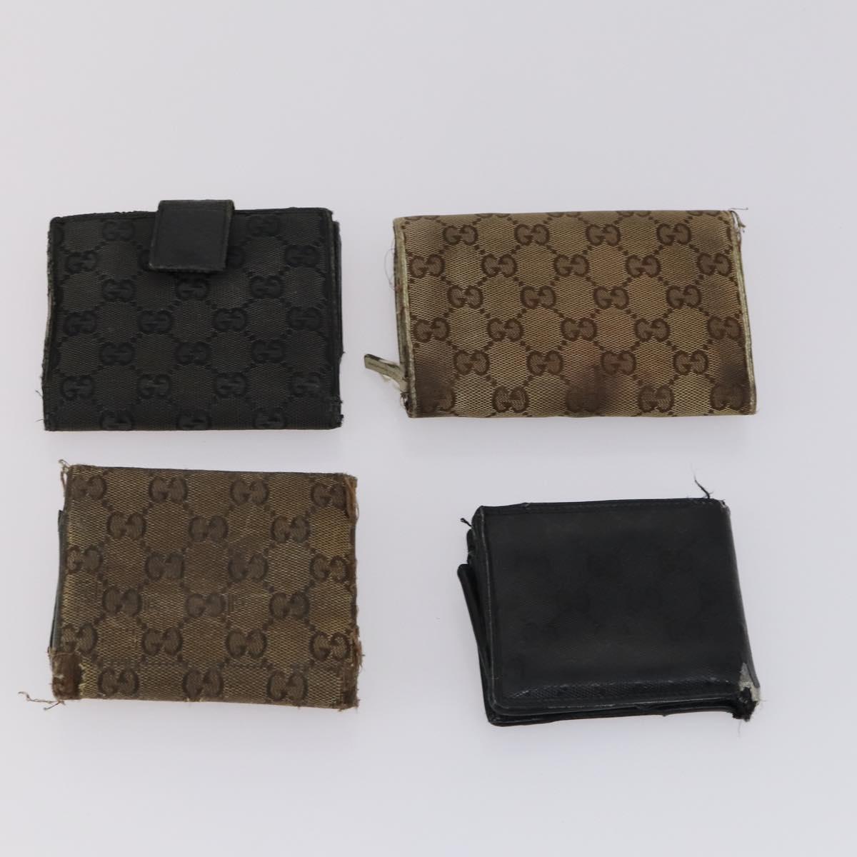 GUCCI GG Canvas Wallet Leather 10 Set Beige Black Auth bs30034
