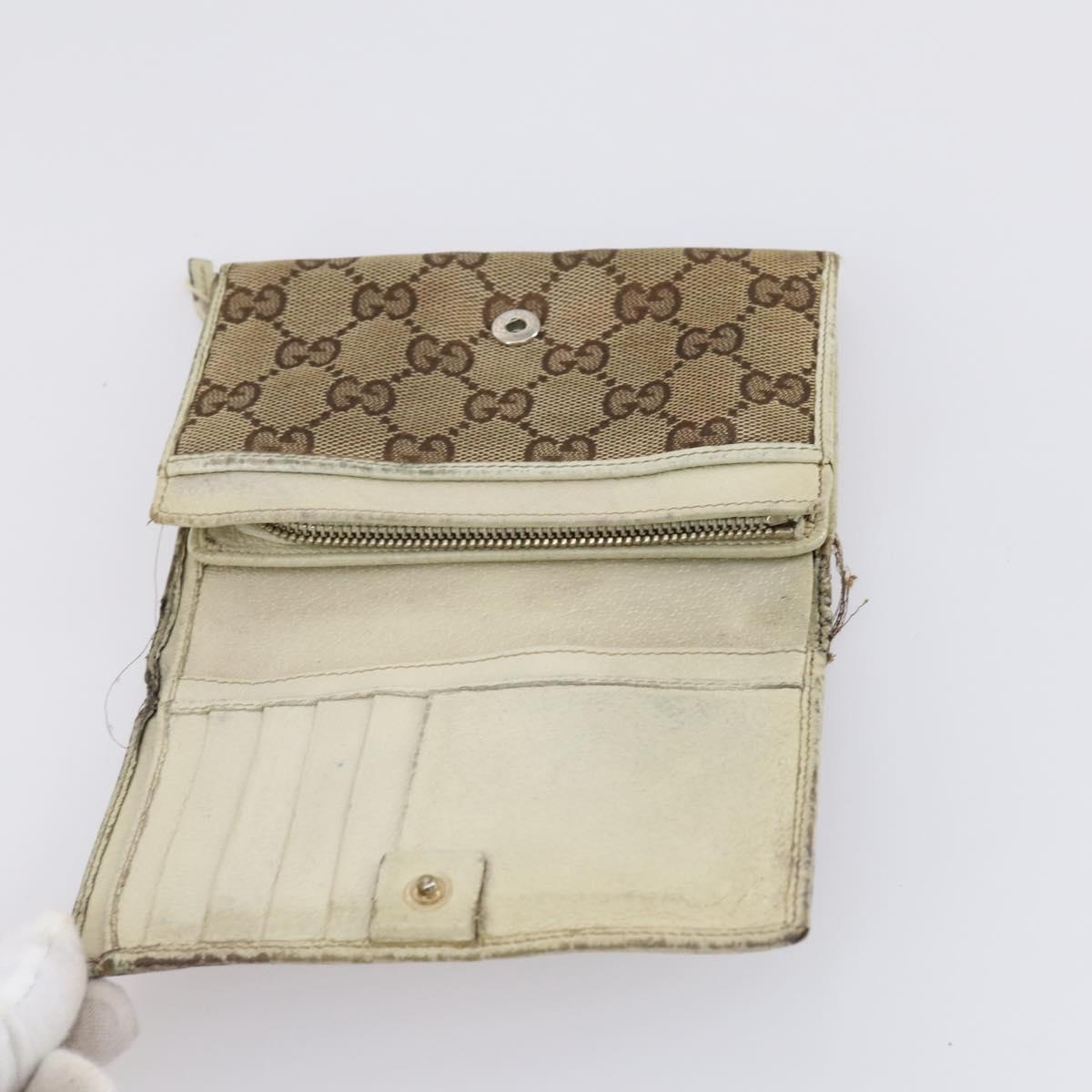 GUCCI GG Canvas Wallet Leather 10 Set Beige Black Auth bs30034