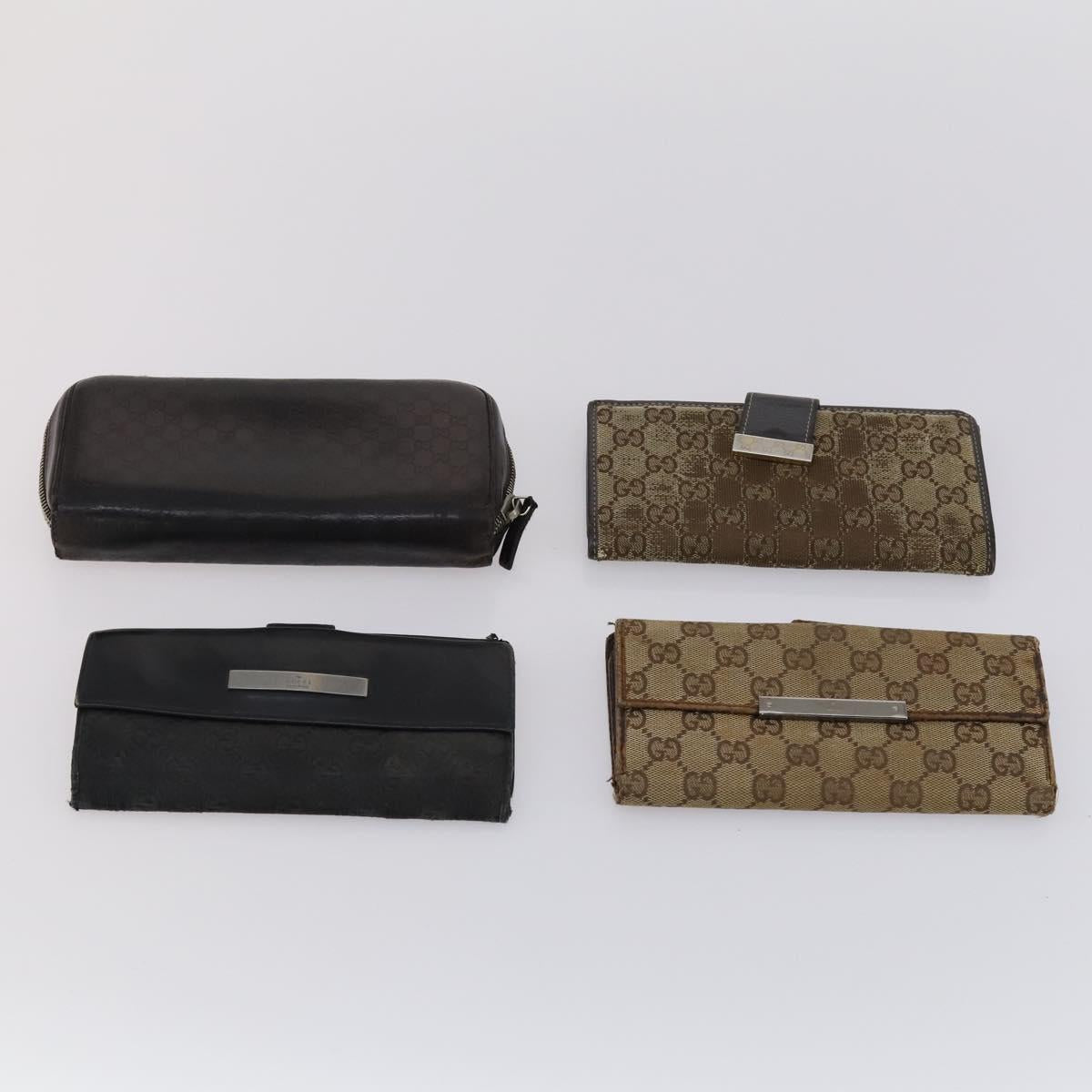 GUCCI GG Supreme Canvas Wallet PVC 7 Set Beige Black Auth bs30035