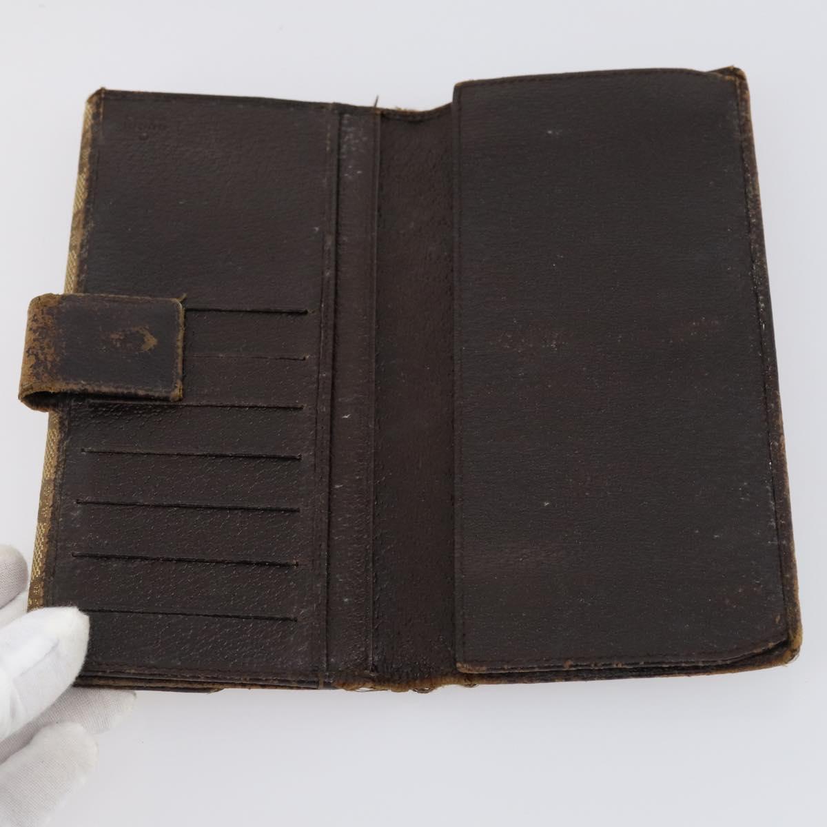 GUCCI GG Supreme Canvas Wallet PVC 7 Set Beige Black Auth bs30035