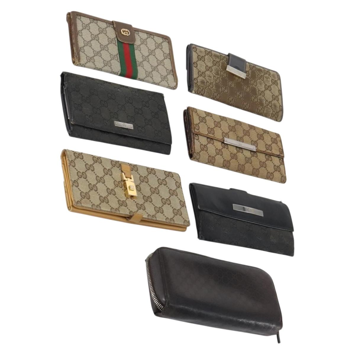 GUCCI GG Supreme Canvas Wallet PVC 7 Set Beige Black Auth bs30035
