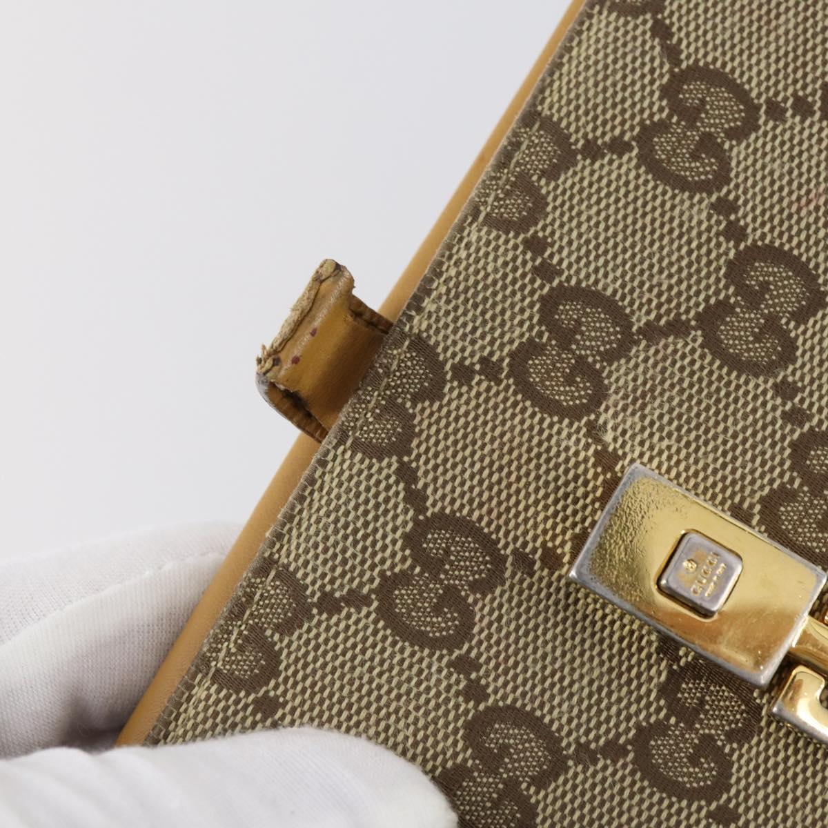 GUCCI GG Supreme Canvas Wallet PVC 7 Set Beige Black Auth bs30035