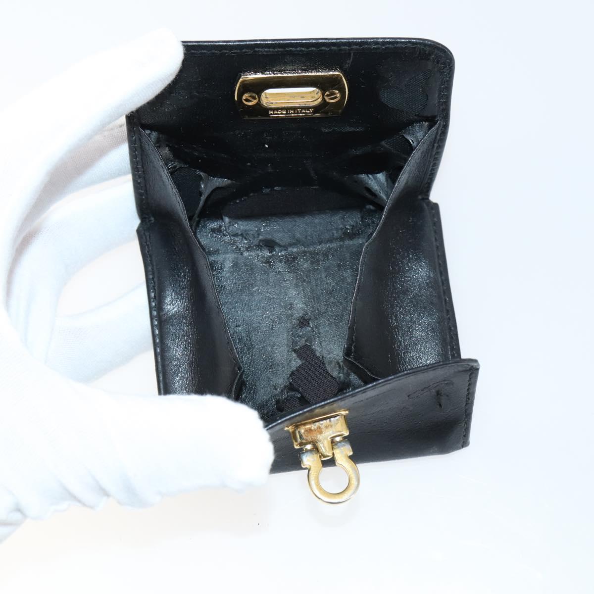 Salvatore Ferragamo Gancini Wallet Leather 11 pieces Black Yellow Auth bs30038