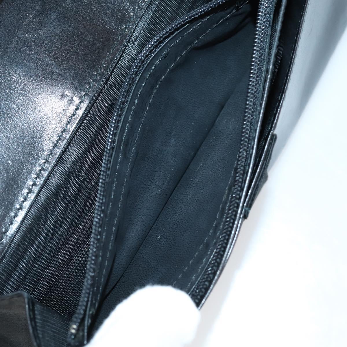 Salvatore Ferragamo Gancini Wallet Leather 11 pieces Black Yellow Auth bs30038