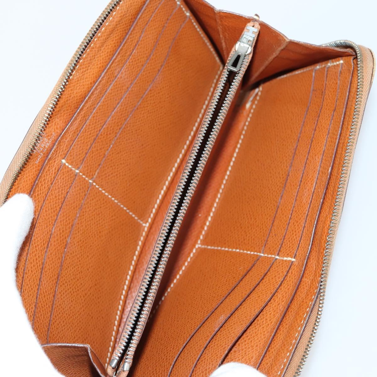 HERMES Wallet Leather Canvas 7 Set Beige Black Brown Auth bs30039