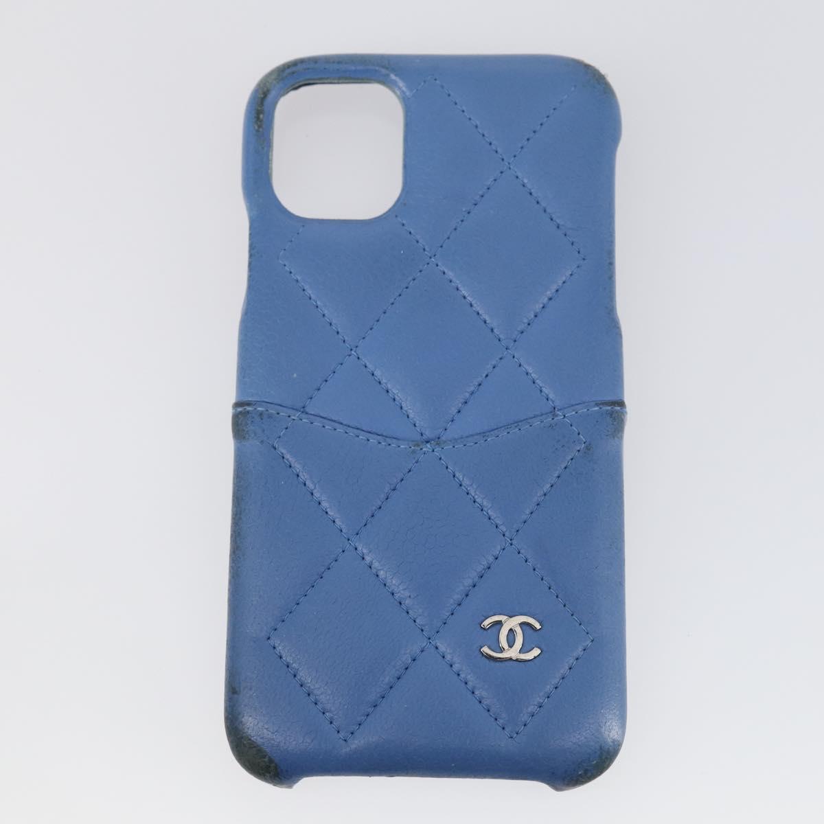 CHANEL Wallet Leather 6Set Black Blue CC Auth bs30040