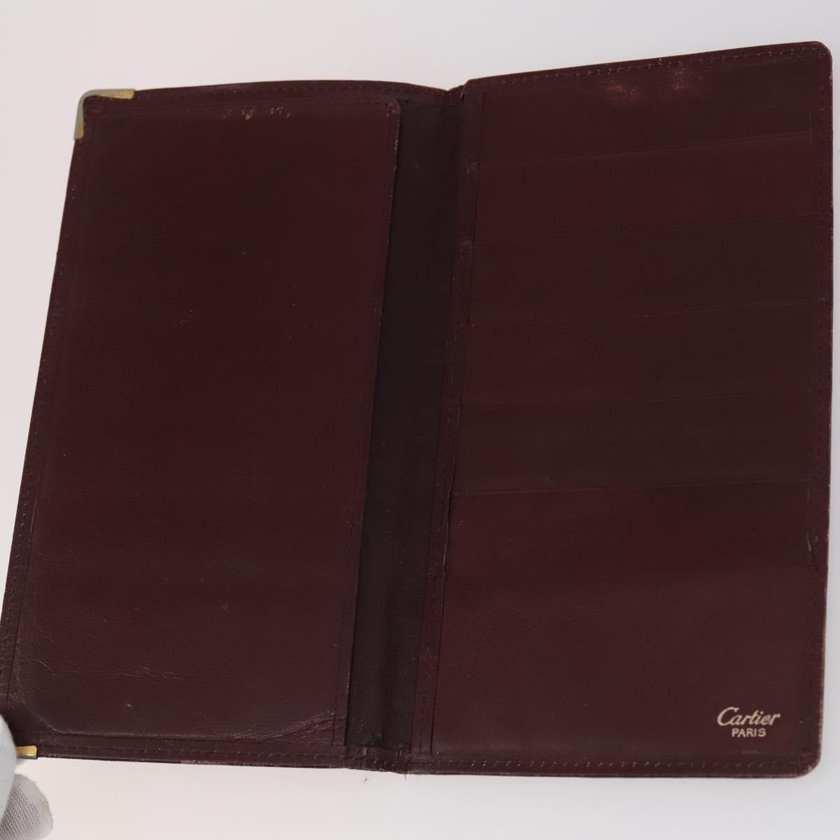 CARTIER Must Line Wallet Leather 13 Set Bordeaux Auth bs30041