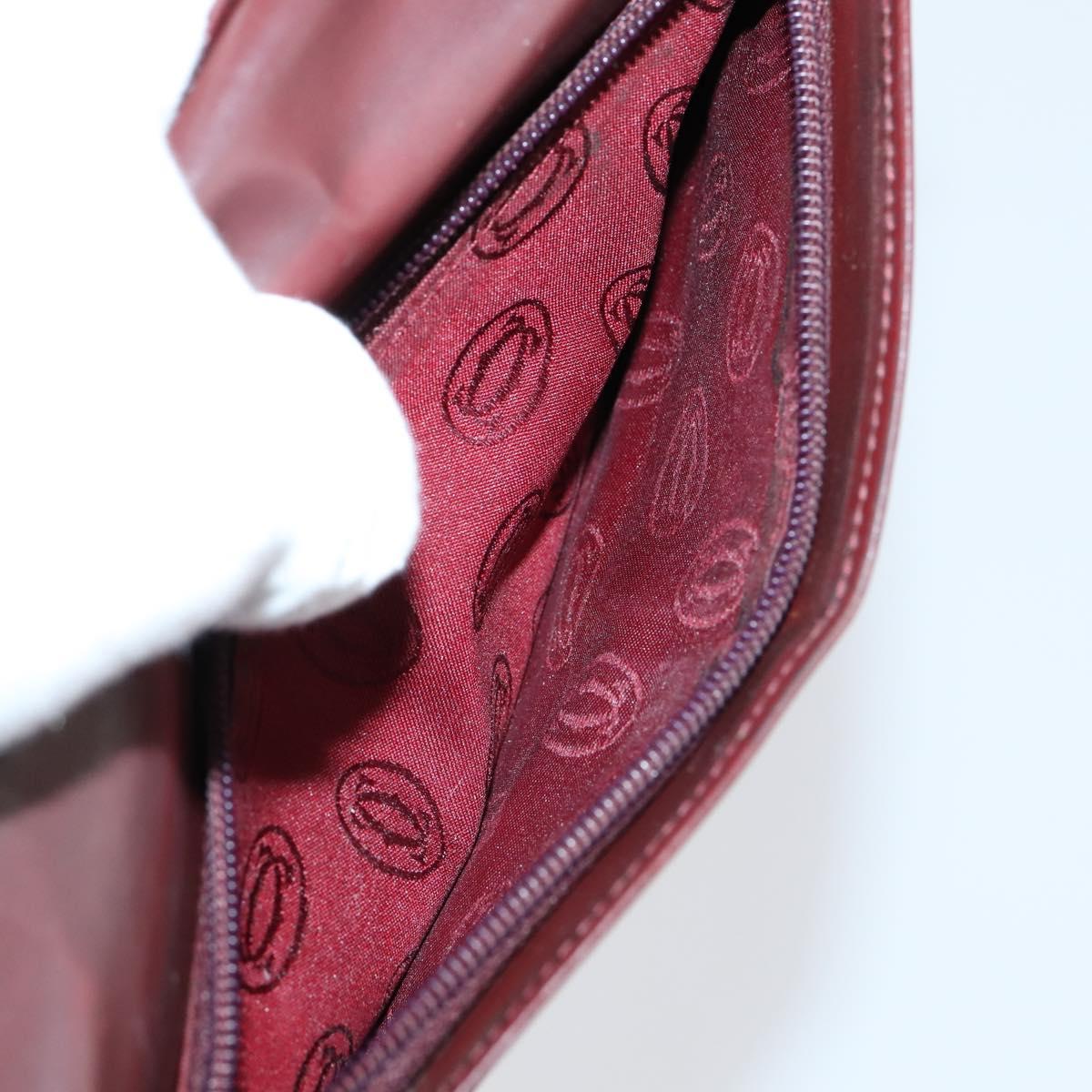 CARTIER Must Line Wallet Leather 13 Set Bordeaux Auth bs30041