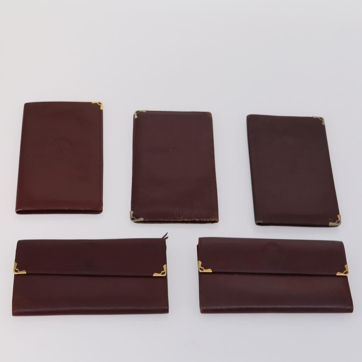 CARTIER Must Line Wallet Leather 13 Set Bordeaux Auth bs30041
