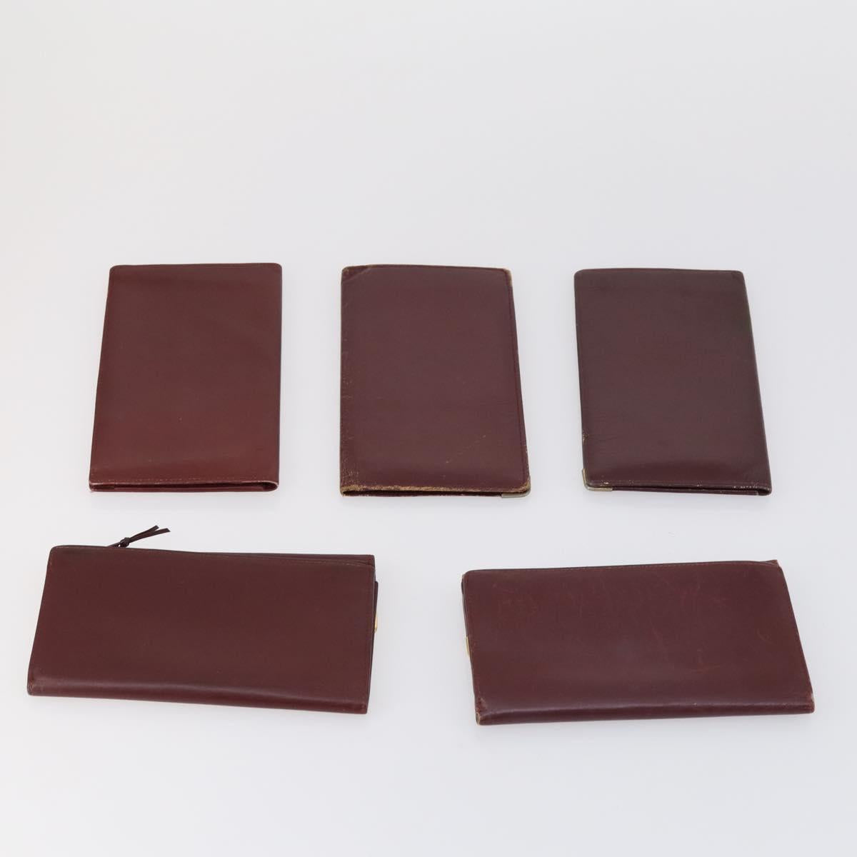 CARTIER Must Line Wallet Leather 13 Set Bordeaux Auth bs30041