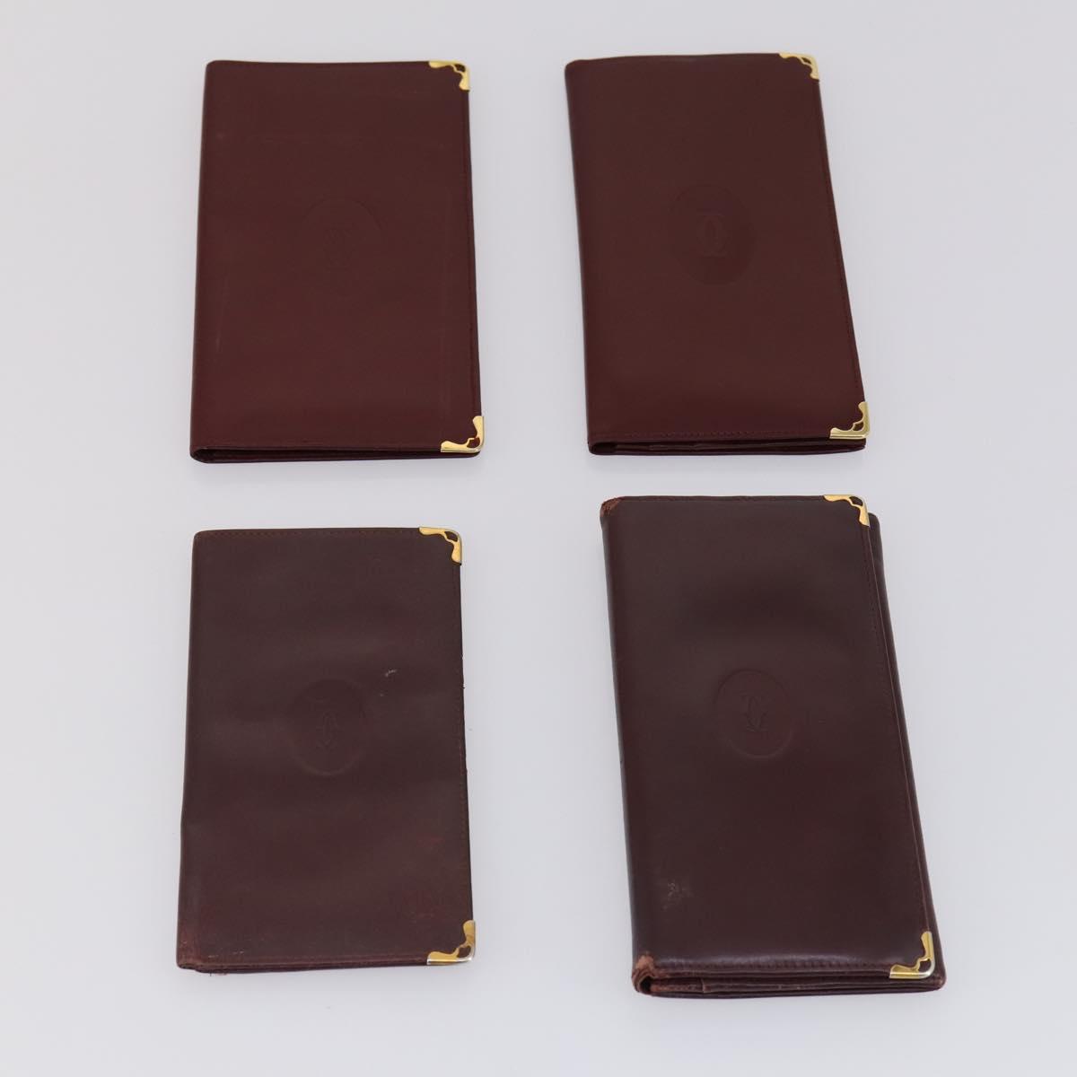 CARTIER Must Line Wallet Leather 13 Set Bordeaux Auth bs30041