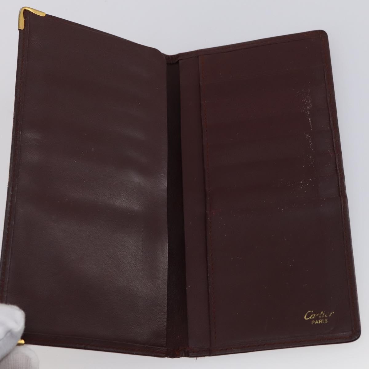 CARTIER Must Line Wallet Leather 13 Set Bordeaux Auth bs30041