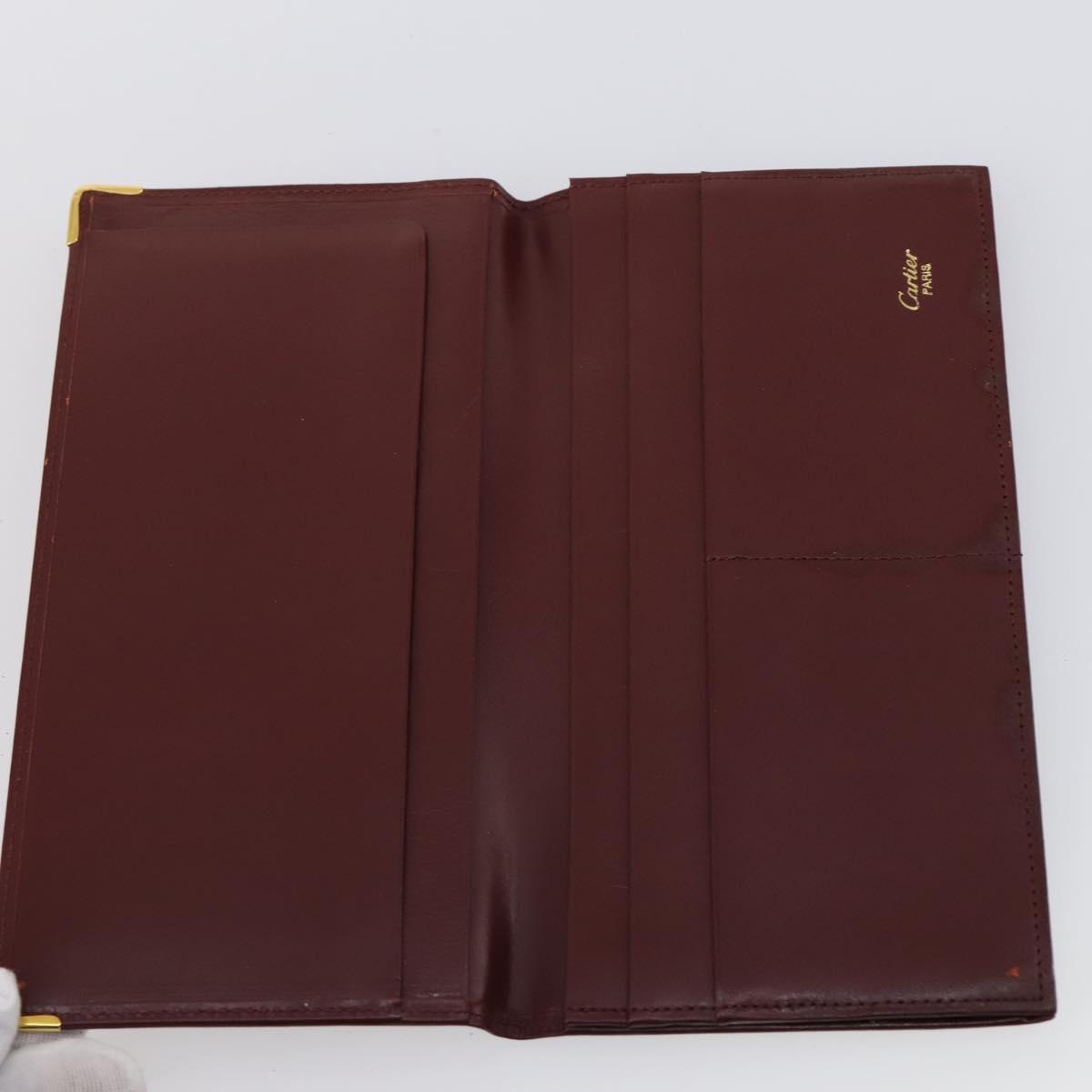 CARTIER Must Line Wallet Leather 13 Set Bordeaux Auth bs30041