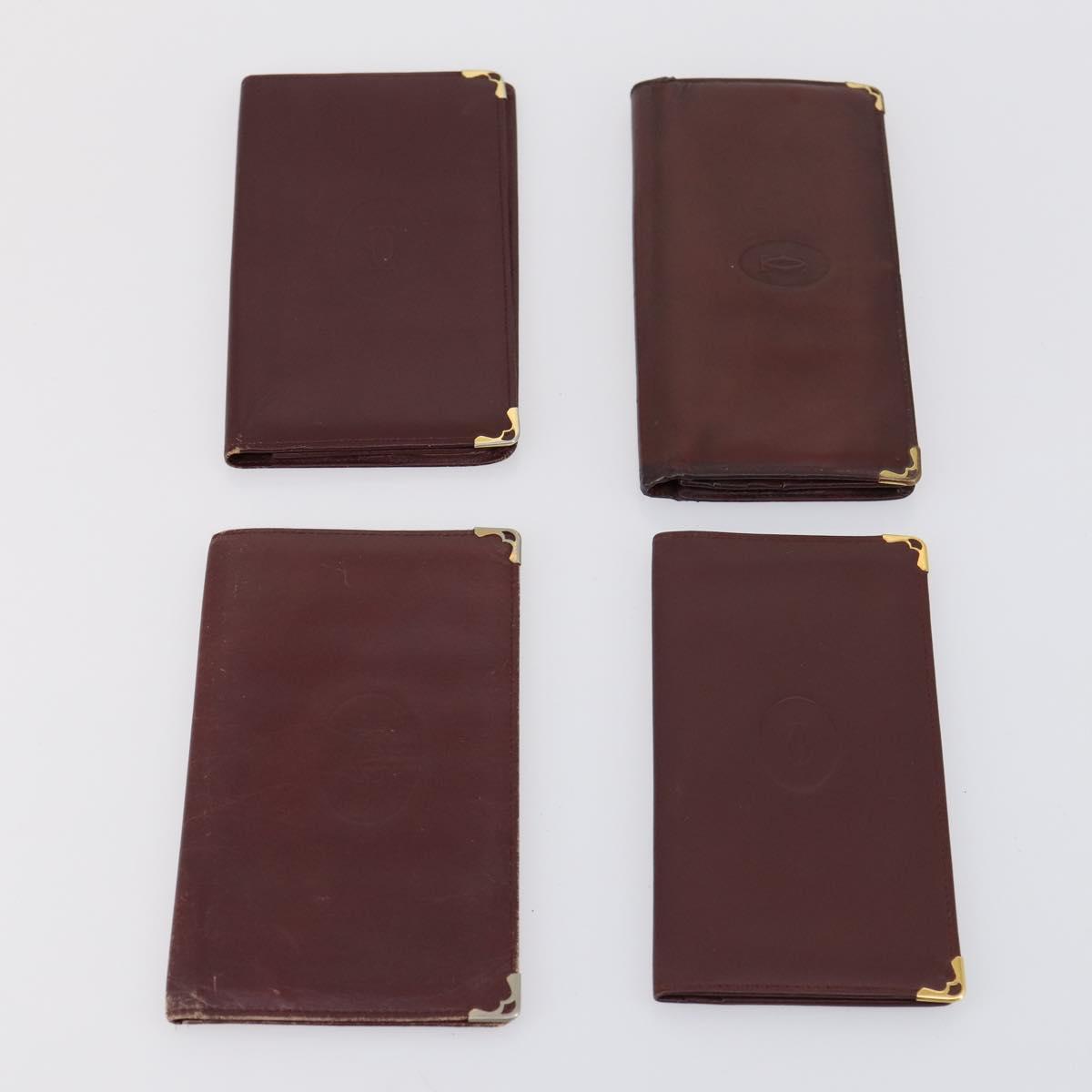 CARTIER Must Line Wallet Leather 13 Set Bordeaux Auth bs30041