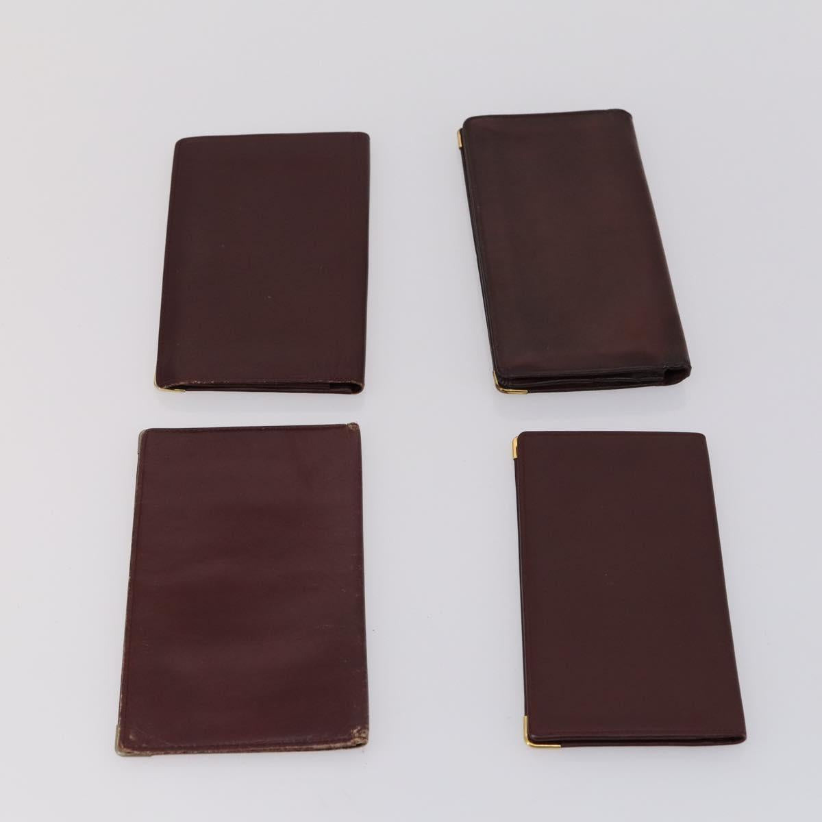 CARTIER Must Line Wallet Leather 13 Set Bordeaux Auth bs30041
