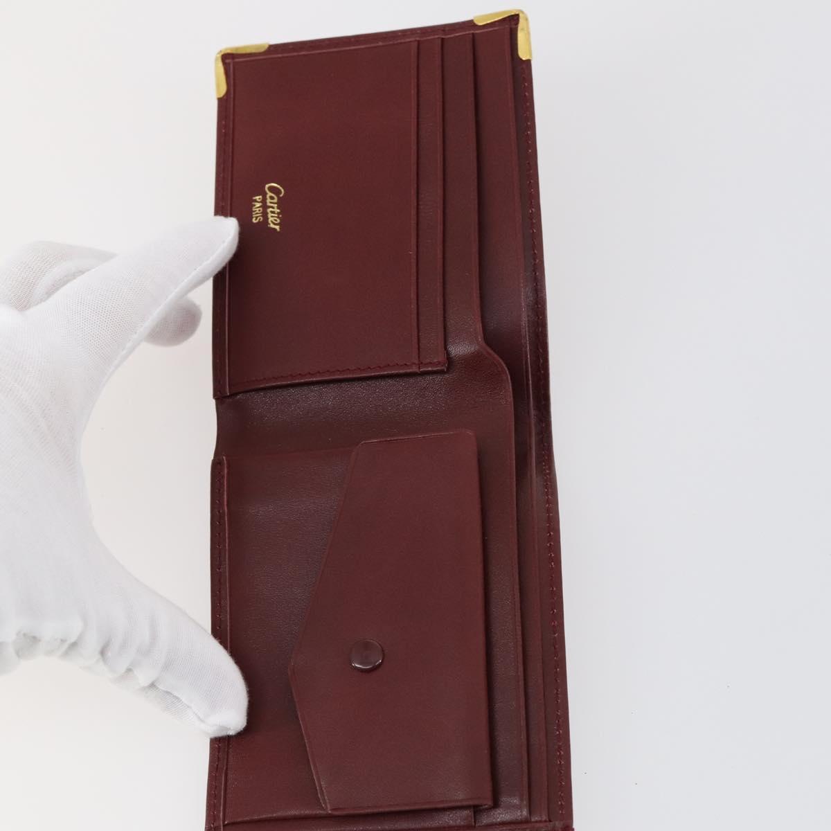 CARTIER Wallet Leather 10set Bordeaux Black Auth bs30042