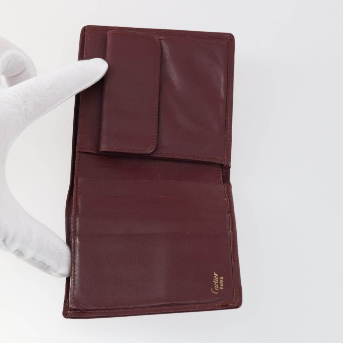 CARTIER Wallet Leather 10set Bordeaux Black Auth bs30042