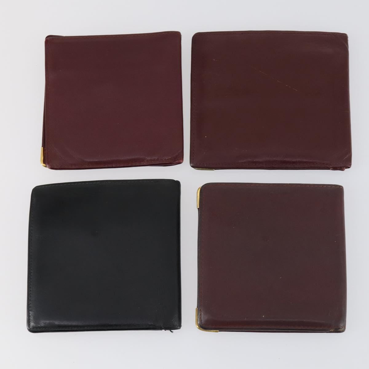 CARTIER Wallet Leather 10set Bordeaux Black Auth bs30042