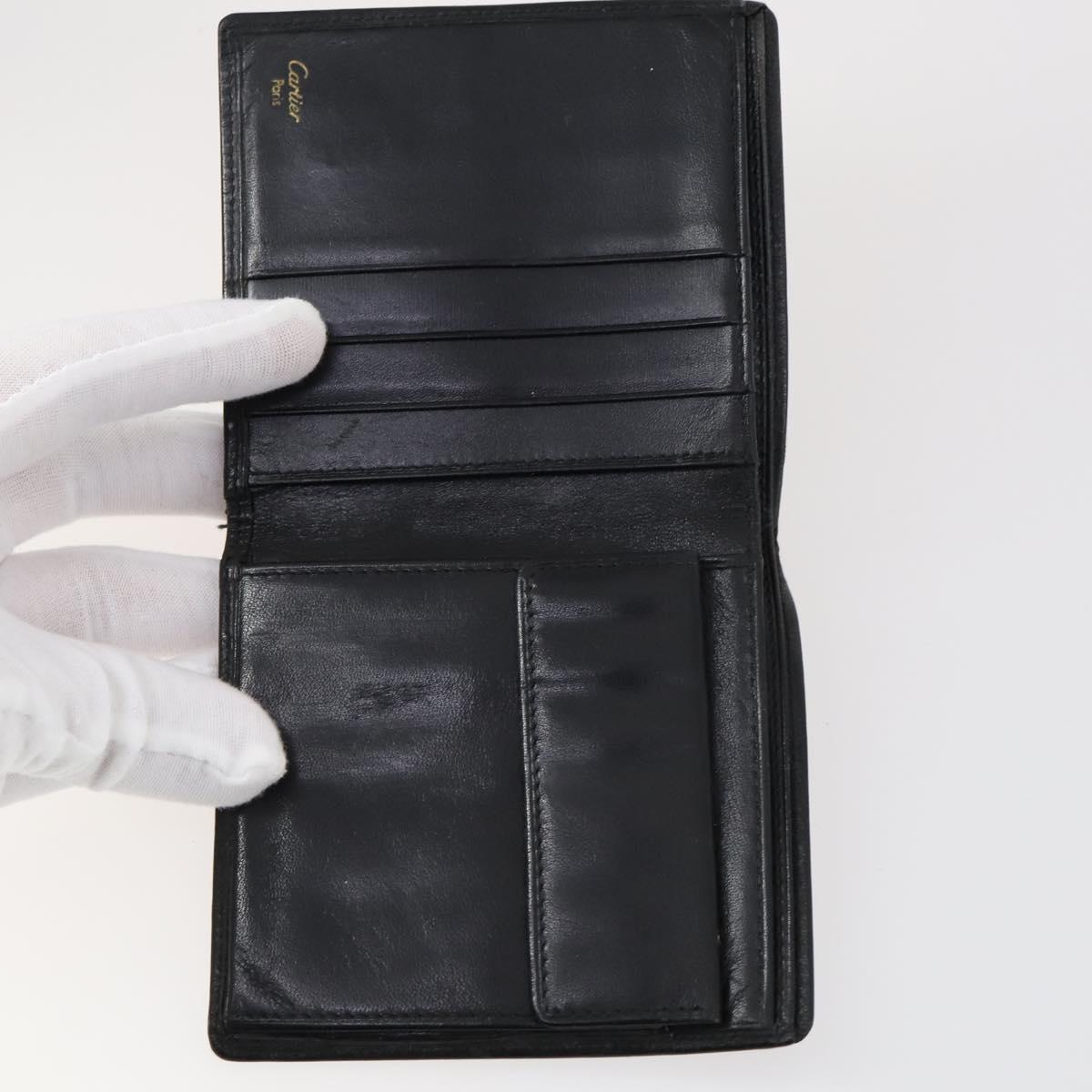 CARTIER Wallet Leather 10set Bordeaux Black Auth bs30042