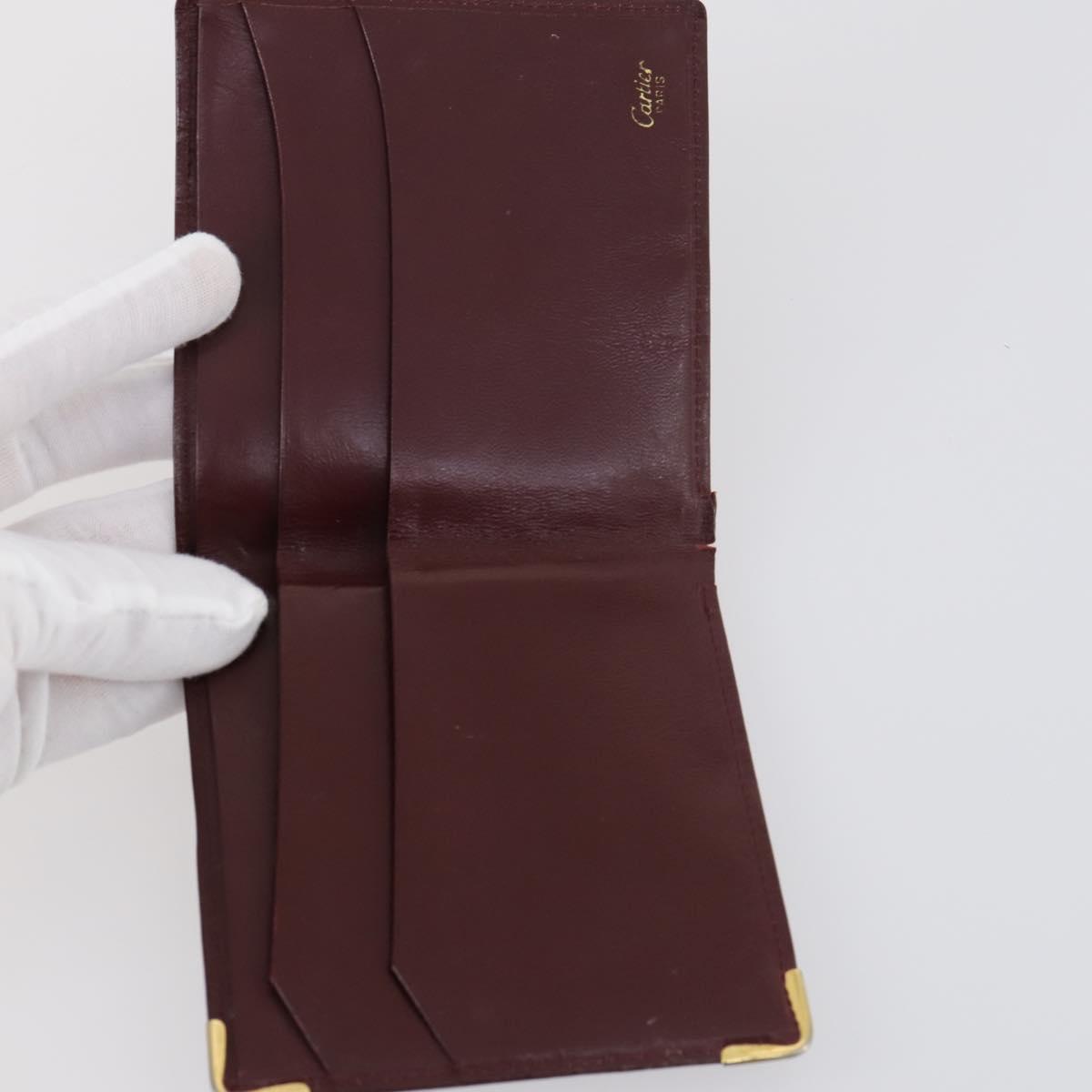 CARTIER Wallet Leather 10set Bordeaux Black Auth bs30042