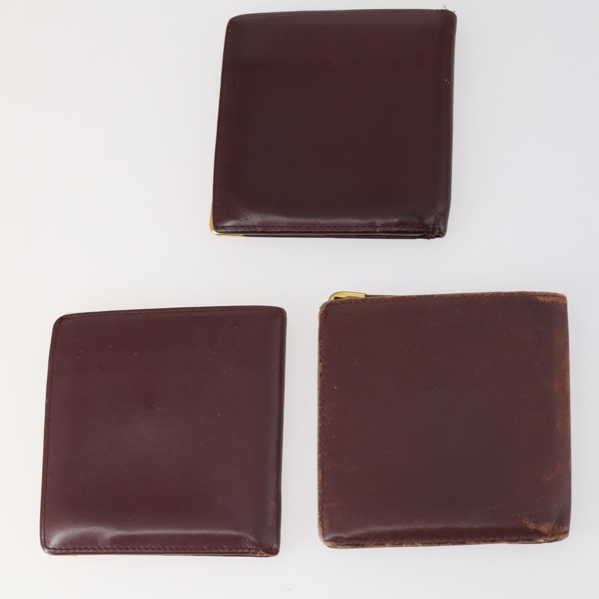 CARTIER Wallet Leather 10set Bordeaux Black Auth bs30042