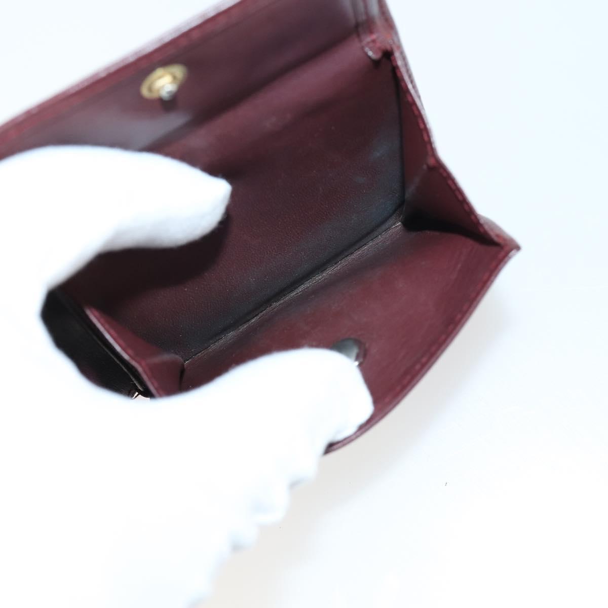 CARTIER Wallet Leather 10set Bordeaux Black Auth bs30042