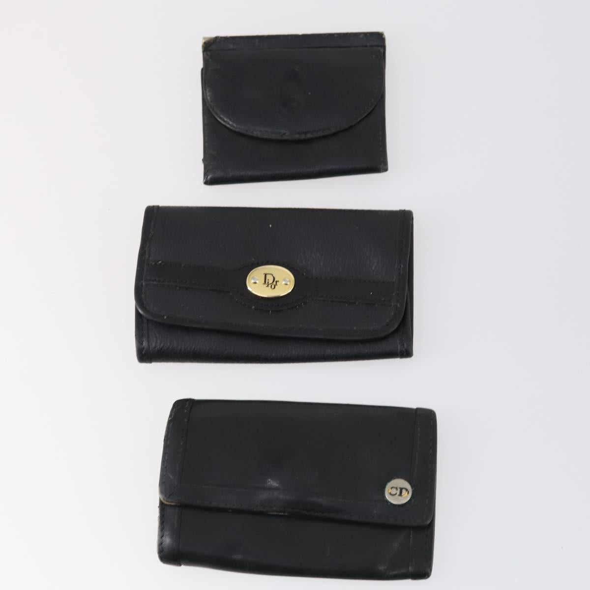 Christian Dior Key Case Leather 7Set Black Pink Brown Auth bs30045