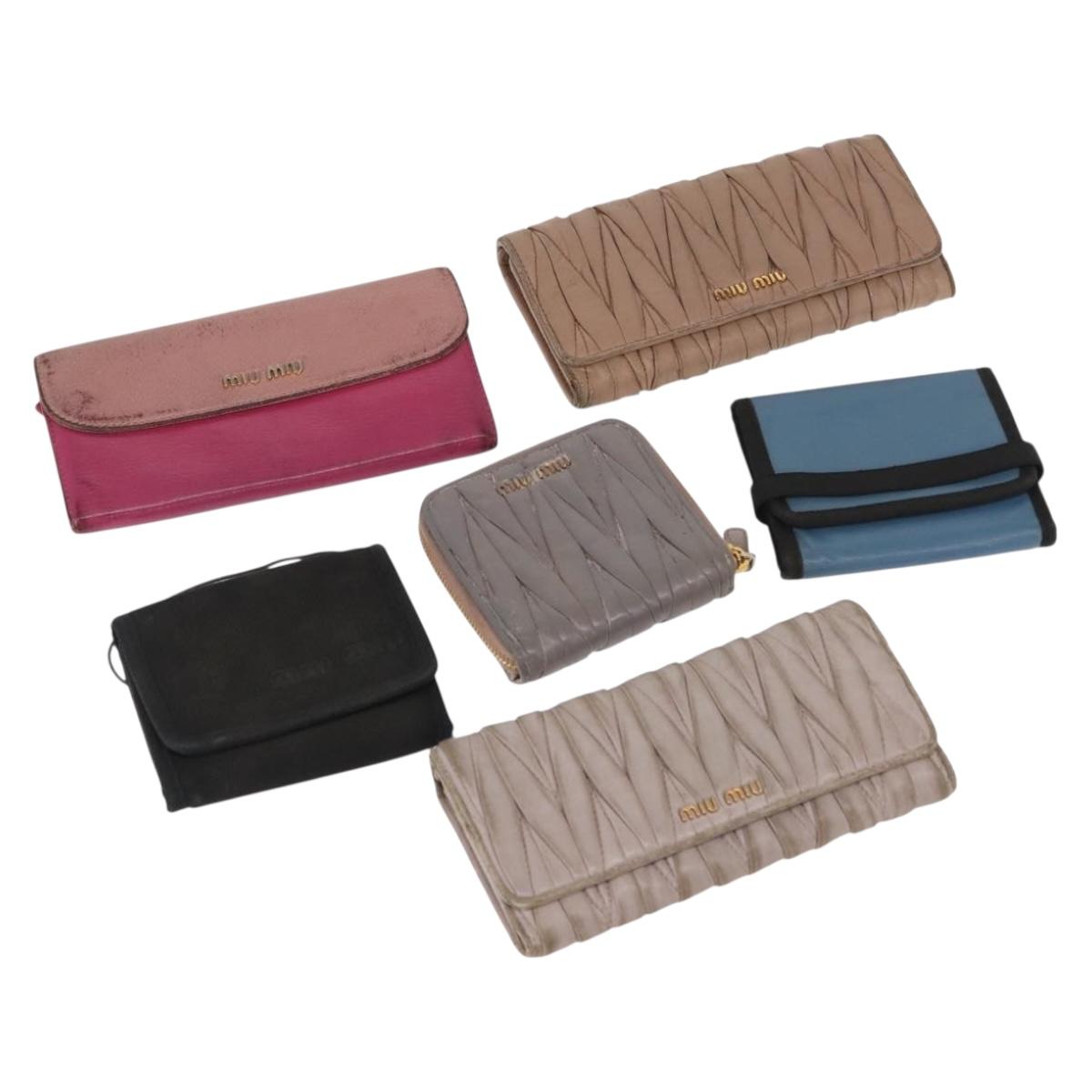 Miu Miu Matelasse Wallet Leather 7Set Blue Black beige Auth bs30046