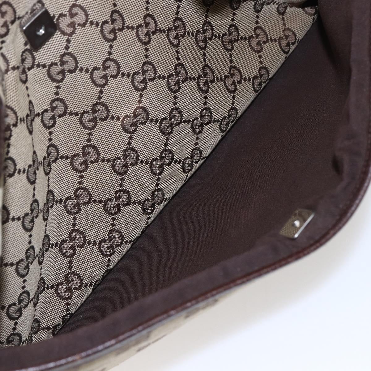 GUCCI GG Canvas Web Sherry Line Tote Bag Beige Gold 145758 Auth bs30053