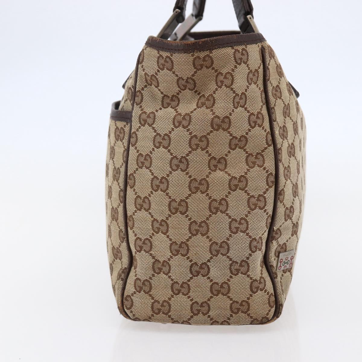GUCCI GG Canvas Web Sherry Line Tote Bag Beige Gold 145758 Auth bs30053