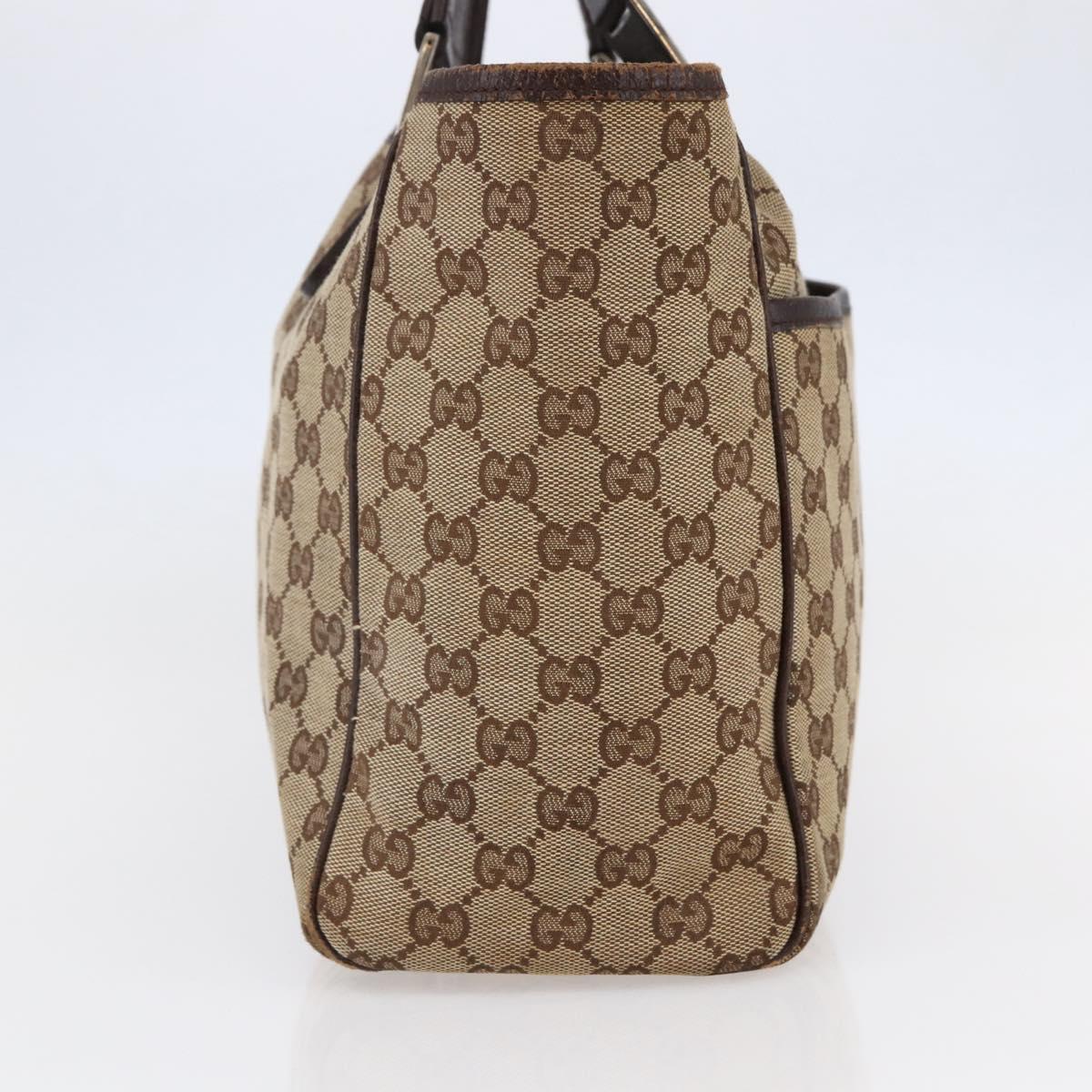 GUCCI GG Canvas Web Sherry Line Tote Bag Beige Gold 145758 Auth bs30053