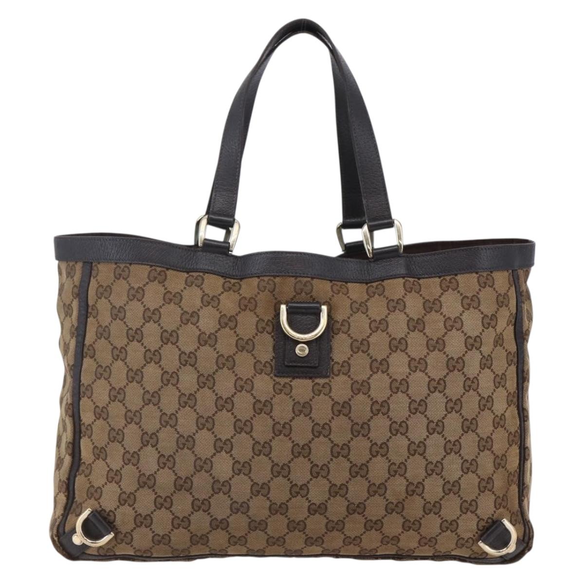 GUCCI GG Canvas Abbey Tote Bag Beige Gold 141472 Auth bs30054