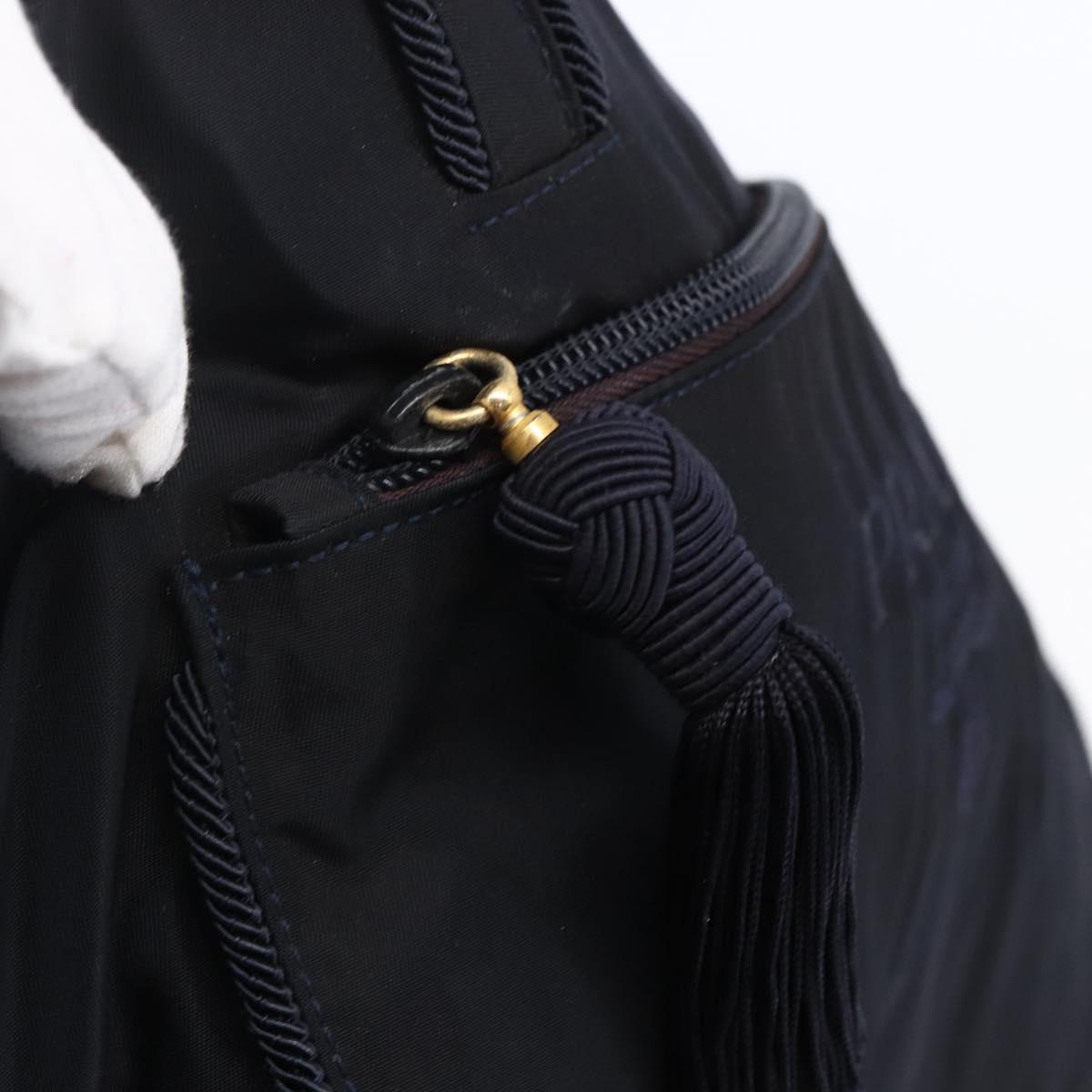 PRADA Tote Bag Nylon Black Gold Auth bs30070