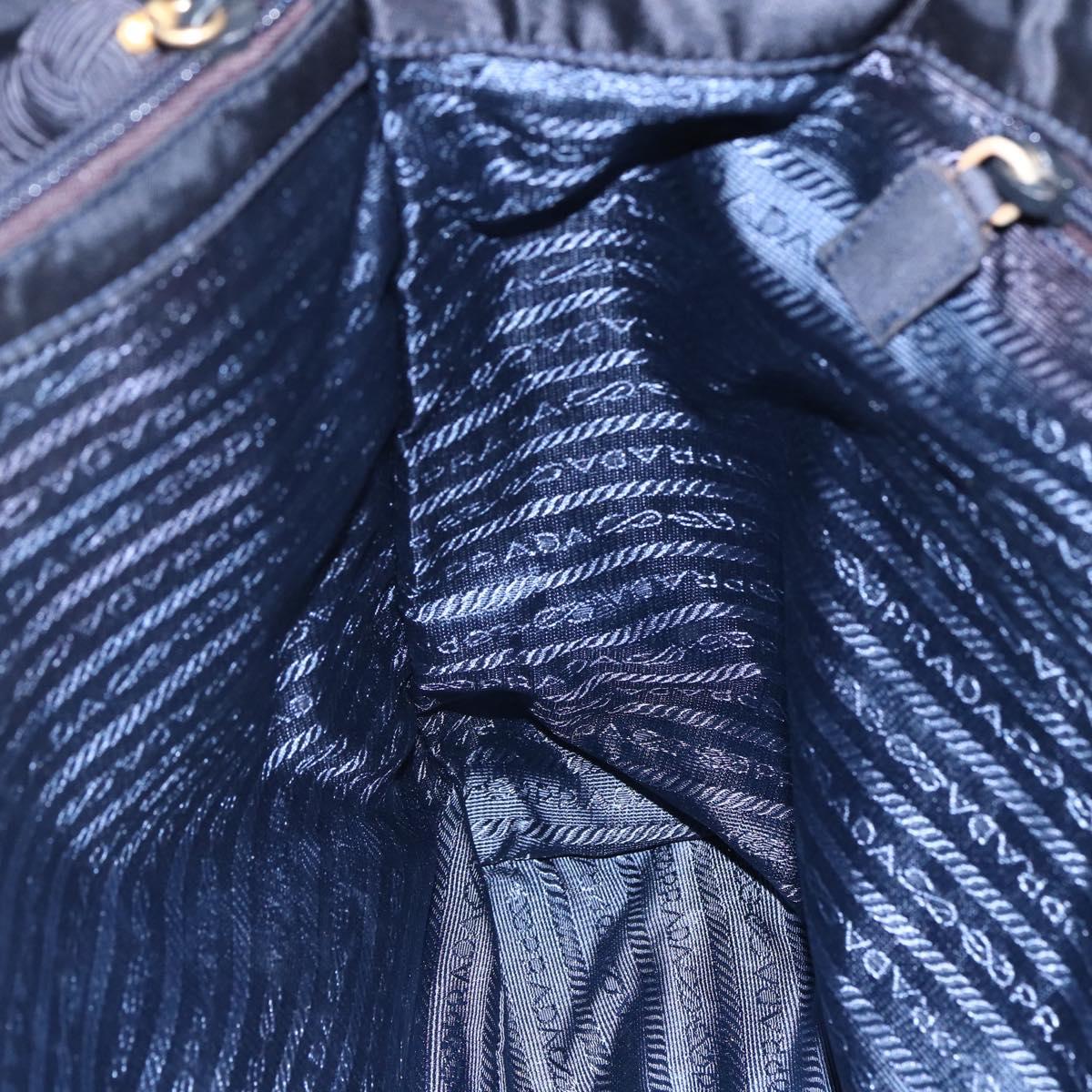 PRADA Tote Bag Nylon Black Gold Auth bs30070