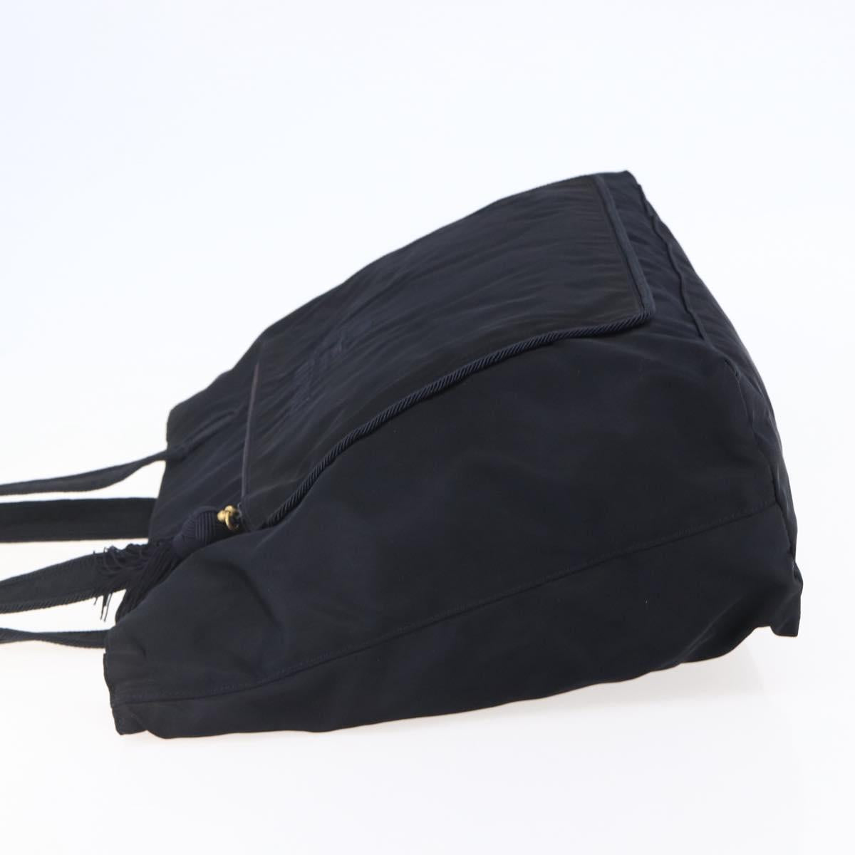 PRADA Tote Bag Nylon Black Gold Auth bs30070