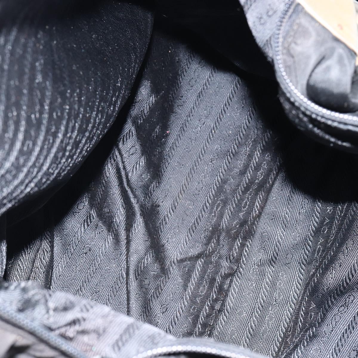 PRADA Shoulder Bag Nylon Leather Black Gold Auth bs30072